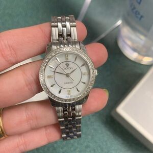 Croton Stainless Steel Watch with Diamond Accents